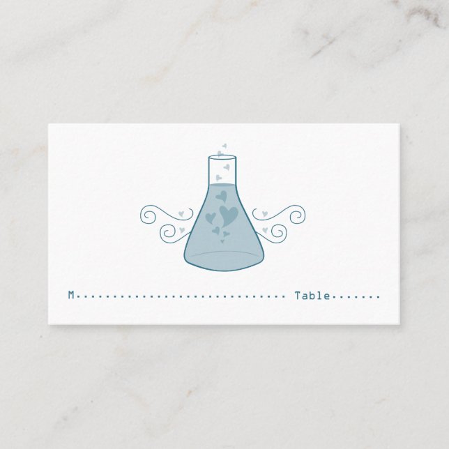 Blue Sweet Chemistry Place Card (Front)