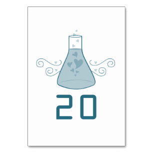 Blue Sweet Chemistry Wedding Table Card