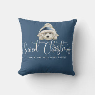 Blue, Sweet Christmas  Cute Festive Westie Puppy Cushion