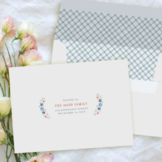 Blue Sweet Floral Birth Announcement Envelope