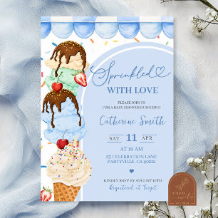 Blue Sweet Ice Cream Boy Baby Sprinkle Invitation