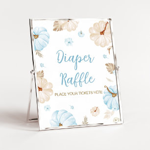 Blue Sweet Little Pumpkin Diaper Raffle Sign