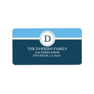 Blue Sweet Monogram Custom Monogrammed Family Label