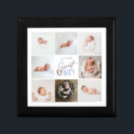 blue sweet one doughnut 1st birthday multi photo  gift box<br><div class="desc">cute blue doughnut first birthday photo collage. Modern script text design. Part of a collection.</div>