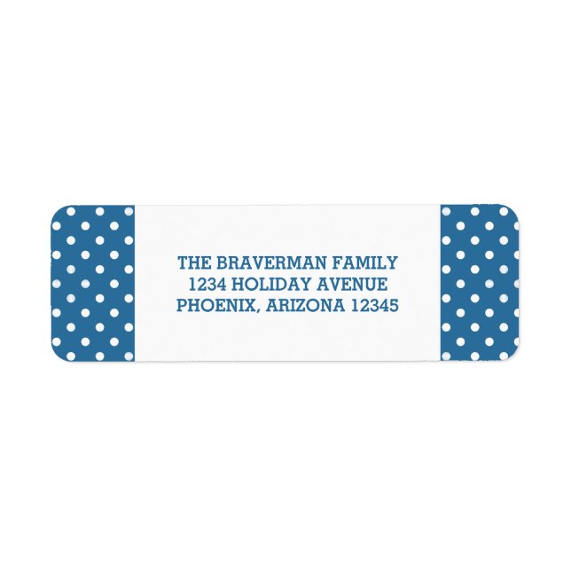 Blue Sweet Polka Dot Holiday Address Labels (Front)