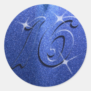 Blue Sweet Sixteen Birthday Party Stickers