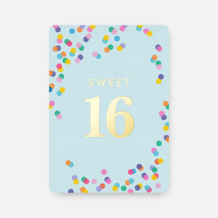 Blue Sweet Sixteen Confetti Girl Birthday Gold Foi