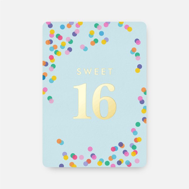 Blue Sweet Sixteen Confetti Girl Birthday Gold Foi (Creator Uploaded)