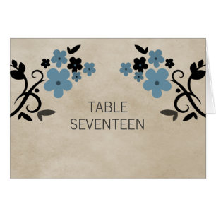 Blue Sweet Vintage Floral Table Number Card