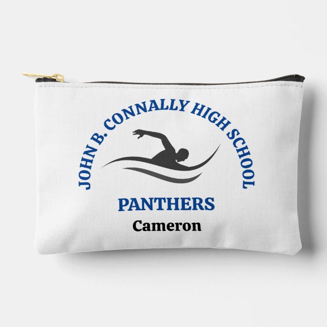 Blue Swim Team Personalised Swimmer Accessory Pouch (Front)