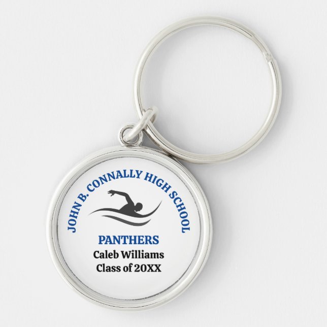 Blue Swim Team Personalised Swimmer Key Ring (Front)