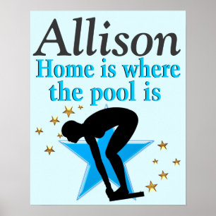 BLUE SWIMMER QUOTE PERSONALIZED POSTER