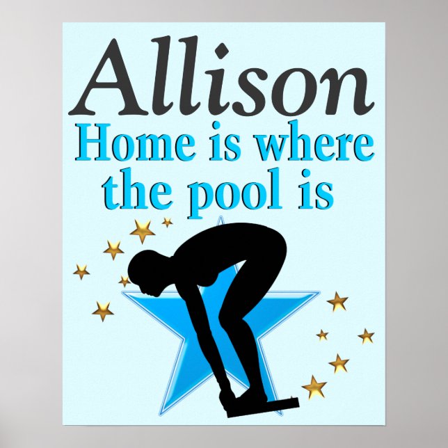 BLUE SWIMMER QUOTE PERSONALIZED POSTER (Front)