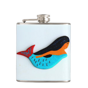 blue swimming mermaid flask