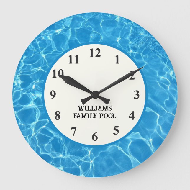 Blue Swimming Pool Clock - Water Wall Clock (Front)