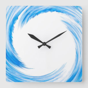 Blue Swirl Abstract Art Square Wall Clock