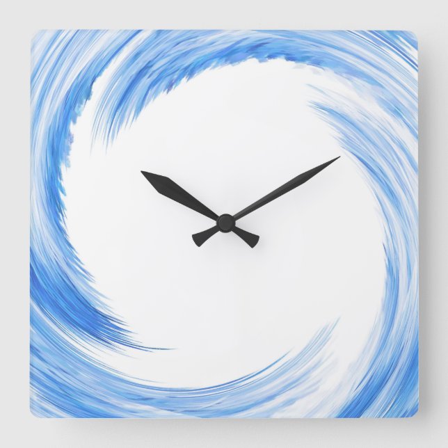 Blue Swirl Abstract Art Square Wall Clock (Front)
