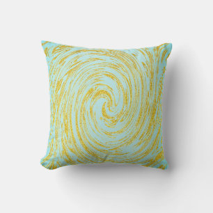 Blue Swirl Abstract Gold Golden Glitter Gift Favou Cushion
