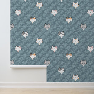 Blue Swirl Cute Kawaii Kitty Cat Wallpaper