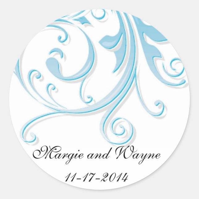 Blue Swirl Envelope Seal Sticker Template (Front)