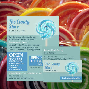Blue Swirl Lollipop, Confectionery Supplies Business Card
