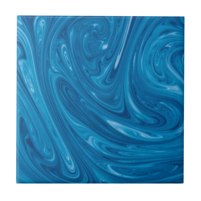 Blue Swirl Marble Ceramic Tile (Front)