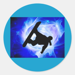 Blue Swirl Snowstorm Classic Round Sticker