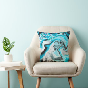 Blue Swirled Marble Cushion