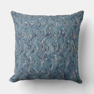 Blue Swirling Wave Design Cushion
