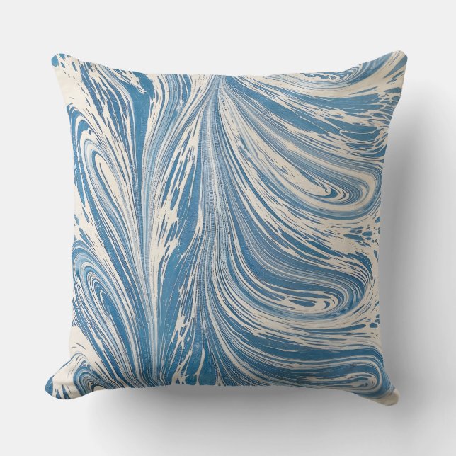 Blue Swirling Wave Design Cushion (Front)