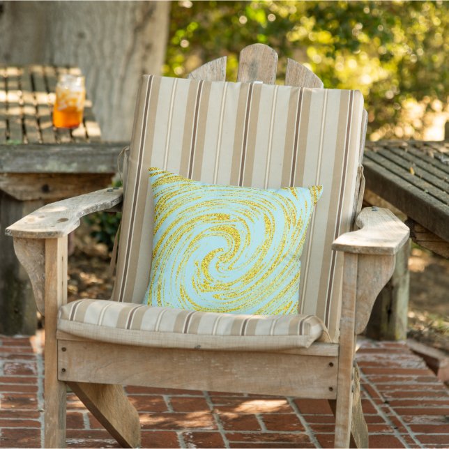 Blue Swirls Abstract Gold Golden Glitter Nautical Cushion (Chair)