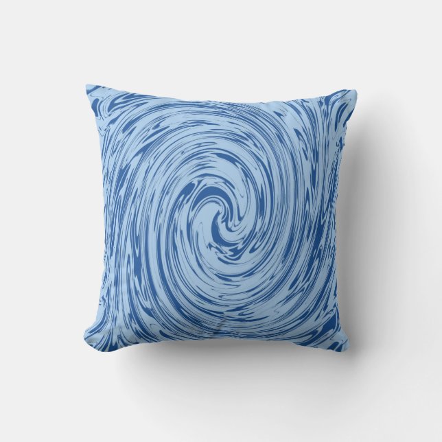 Blue Swirls Abstract Pattern Stylish Nautical Gift Cushion (Front)