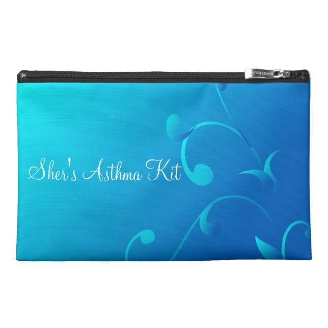 Blue Swirls Asthma Emergency Kit Travel Accessory Bag (Front)