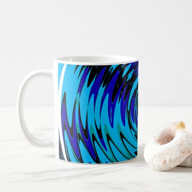 Blue Swirls Coffee Mug Abstract Cocoa Mug (With Donut)