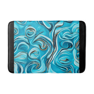 Blue Swirls Digital Abstract Art  Bath Mat