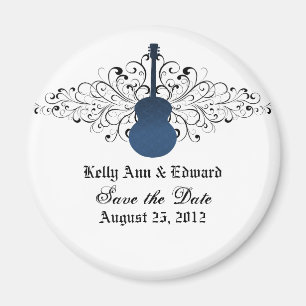 Blue Swirls Guitar Save the Date Magnet