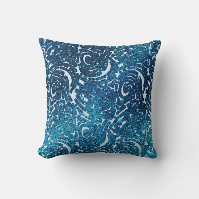 Blue Swirls Throw Pillow (Front)