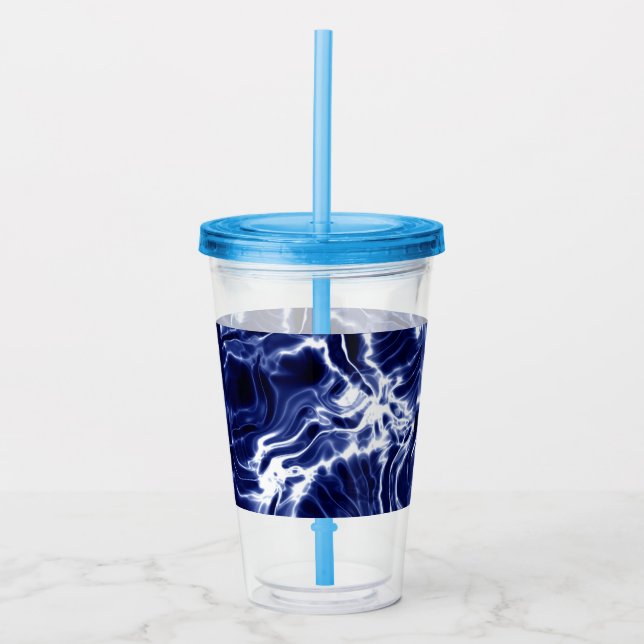 Blue swirly pattern  acrylic tumbler (Front)