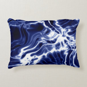 Blue swirly pattern decorative cushion
