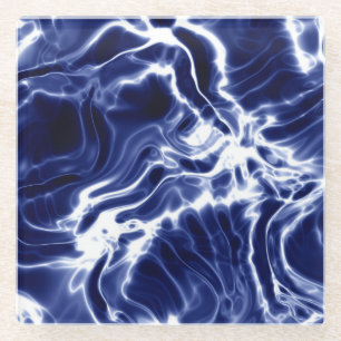 Blue swirly pattern  glass coaster