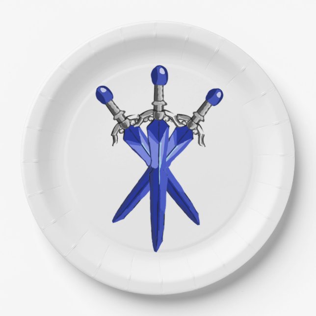  Blue Sword Party Paper Plate (Front)