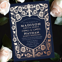 Blue Sword Shield Mediaeval Monogram Wedding