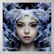 Blue Symmetry: A Photorealistic Portrait of a Youn