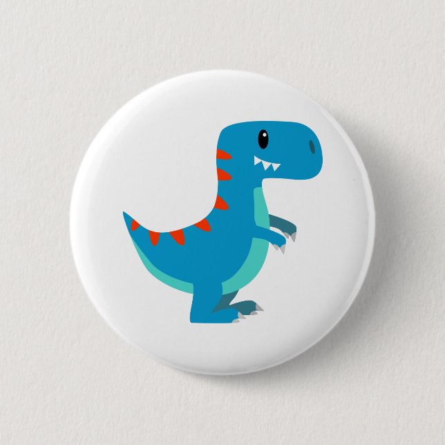 Blue T-Rex Dinosaur 6 Cm Round Badge (Front)
