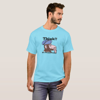 Blue T-shirt with a revolutionary thinking monkey