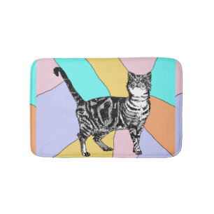 Blue Tabby Cat Pastel Girls Cats pets Bath Mat