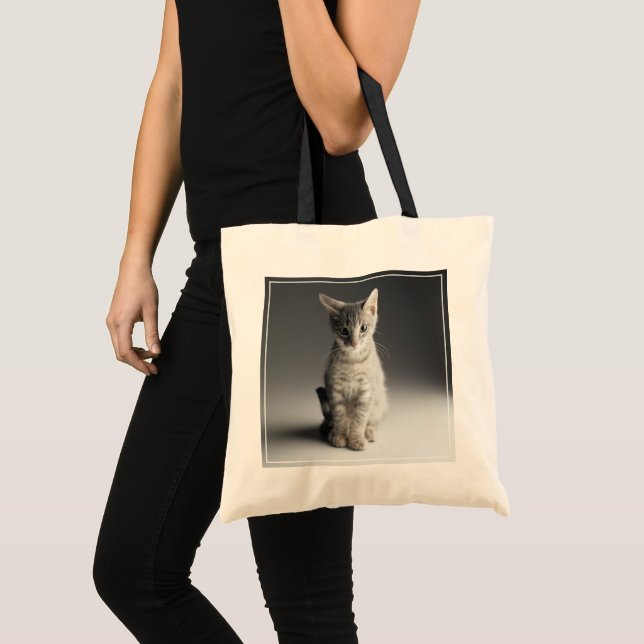 Blue Tabby Kitten Tote Bag (Front (Product))