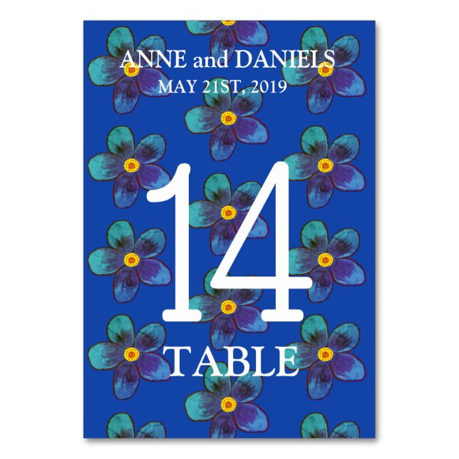 Blue Table Number Cards (Front)