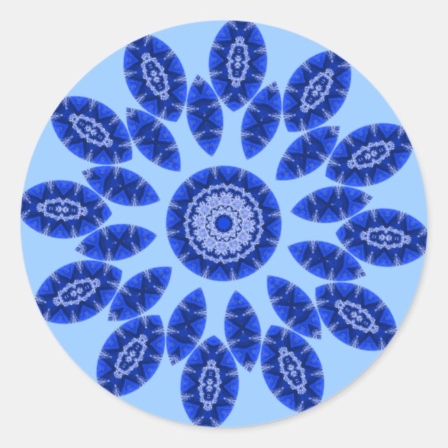Blue Tahoe Mandala Classic Round Sticker (Front)
