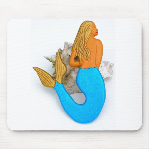 blue-tail golden-haired mermaid mouse pad